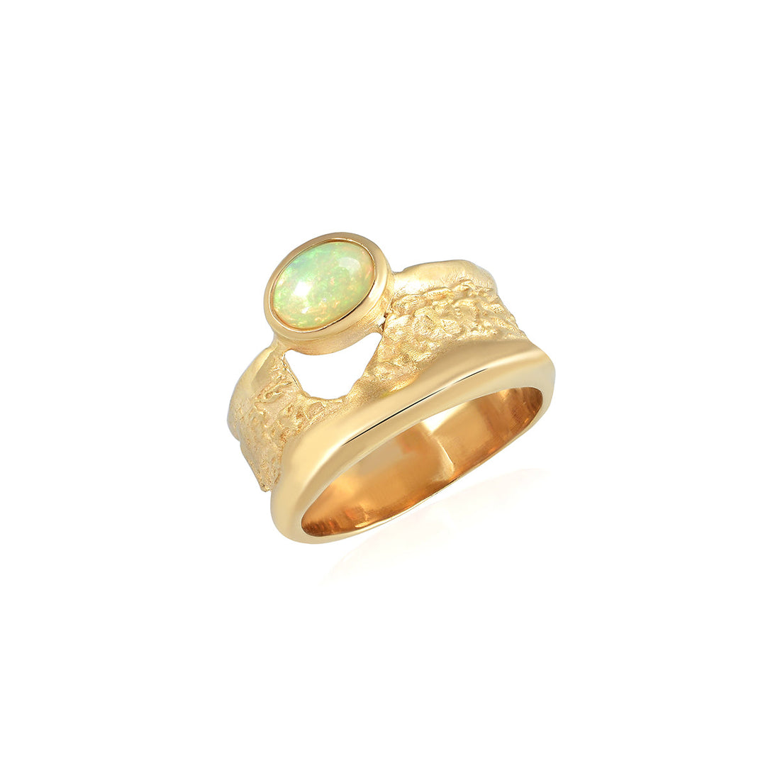 Ethiopian Opal Silver Band Ring