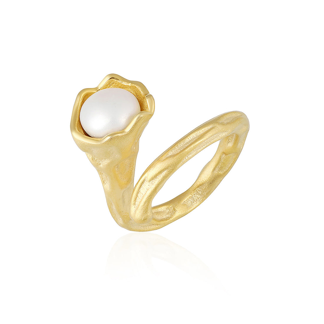 Pearl Silver Trumpet Ring