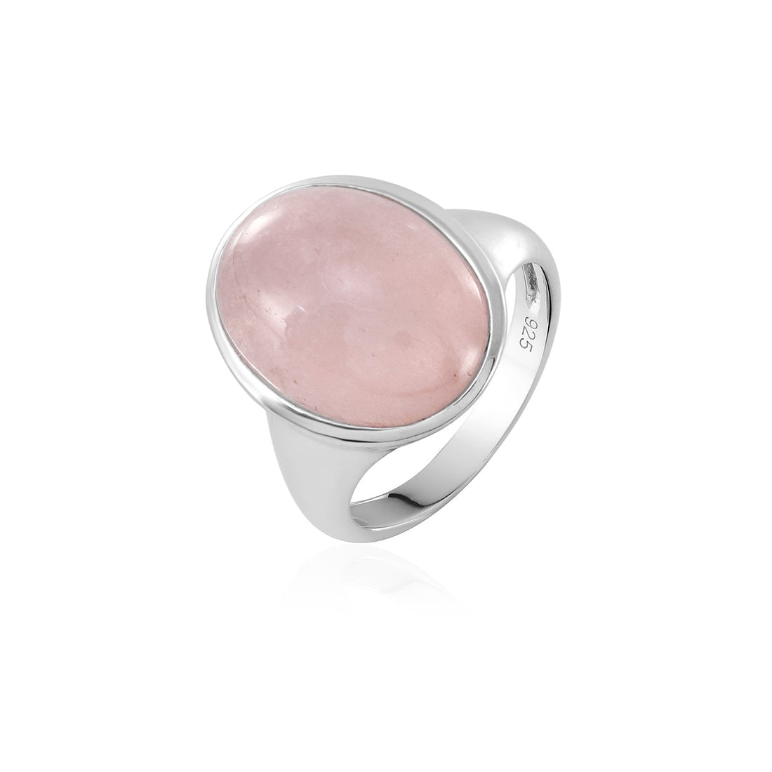 Rose Quartz Cabochon Silver Ring