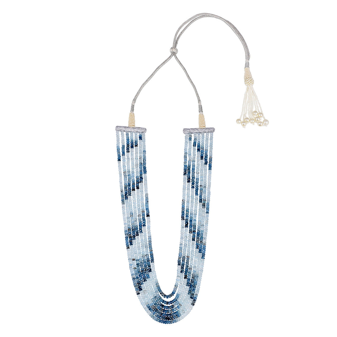 Santa Maria Aquamarine 7 Layer Sarafa Necklace