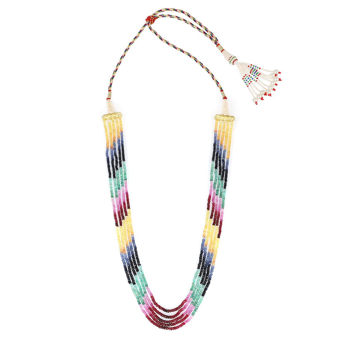 Multi Sapphire 5 Layer Sarafa Necklace