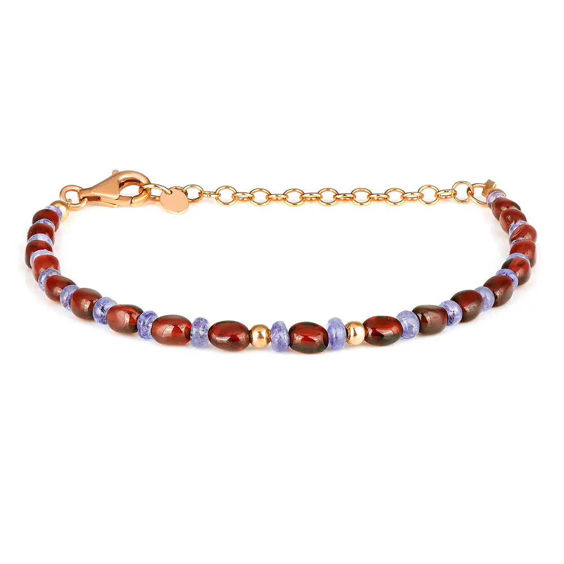 Sterling Silver Hessonite Garnet and Tanzanite Bracelet