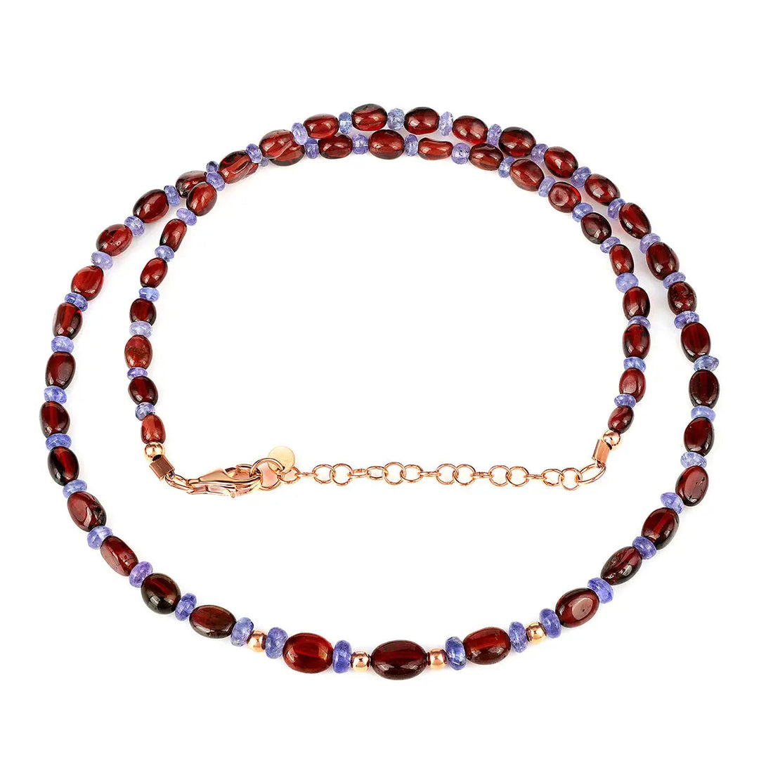 Sterling Silver Hessonite Garnet and Tanzanite Necklace